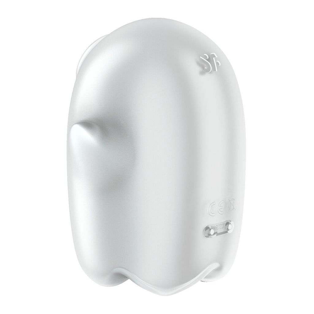 Вакуумний кліторальний стимулятор з вібрацією Satisfyer Glowing Ghost White, світиться в темряві