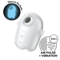 Вакуумний кліторальний стимулятор з вібрацією Satisfyer Glowing Ghost White, світиться в темряві