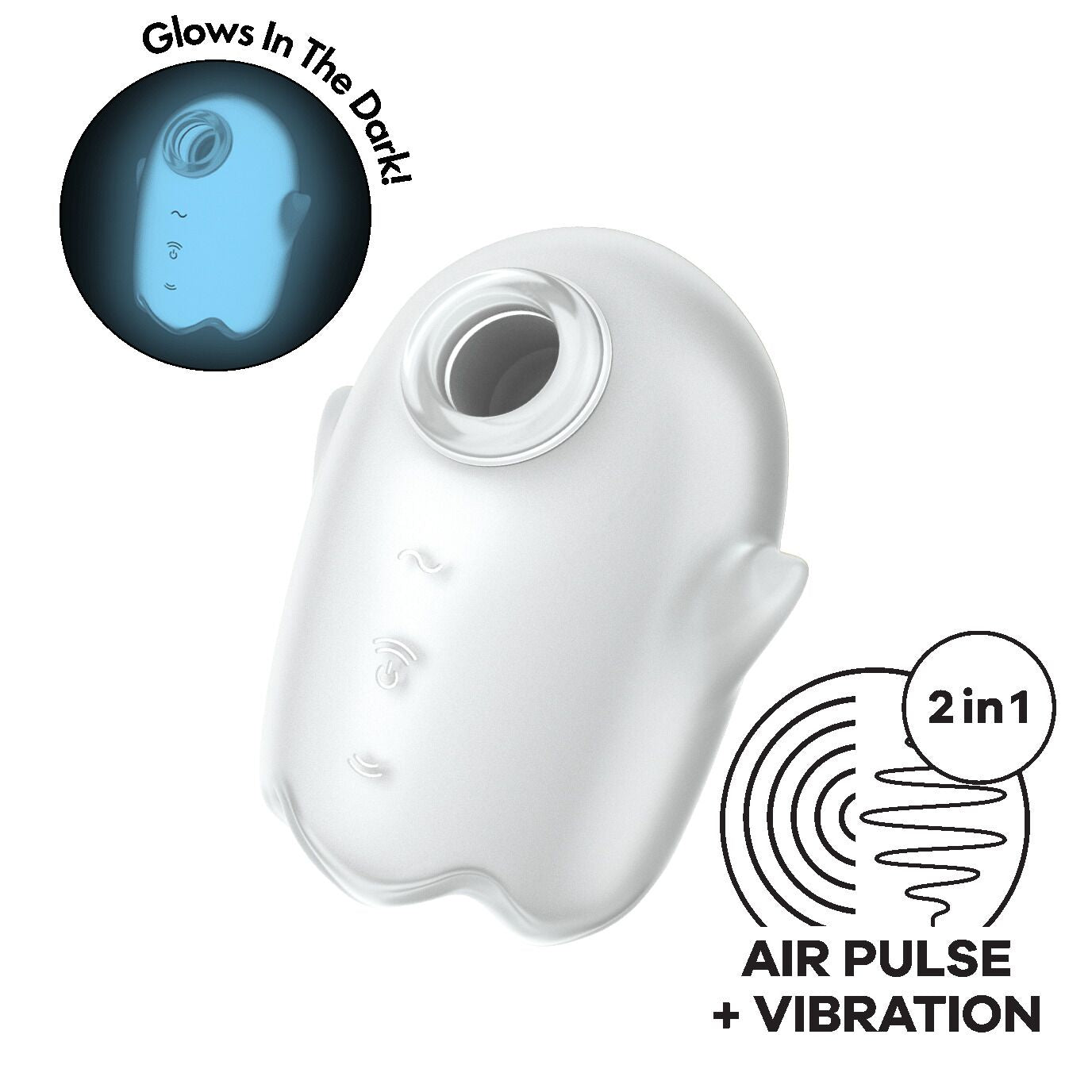 Вакуумний кліторальний стимулятор з вібрацією Satisfyer Glowing Ghost White, сві