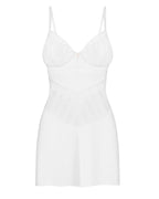 Пеньюар Obsessive Alissium chemise & thong, XS/S, мереживний ліф, стрінги в комп