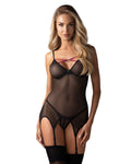 Obsessive (Польща) Корсет Obsessive Novenes corset & thong, M/L, прозорий, відкрита спина, стрінги в комплекті