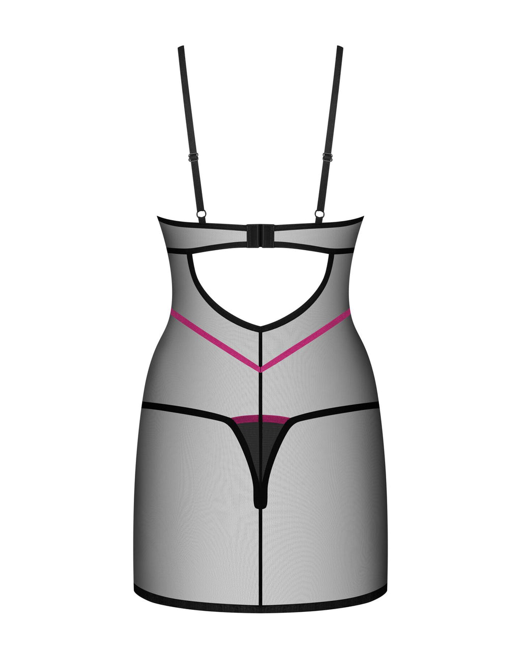 Obsessive (Польща) Пеньюар Obsessive Novenes chemise & thong, XS/S, обтислий, прозорий, зі стрепами, стрінги в комплект