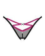 Трусики-стрінги Obsessive Novenes crotchless thong, сітка, стрепи, прикраса зі стразами