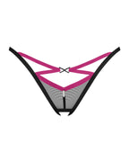 Трусики-стрінги Obsessive Novenes crotchless thong, M/L, сітка, стрепи, прикраса