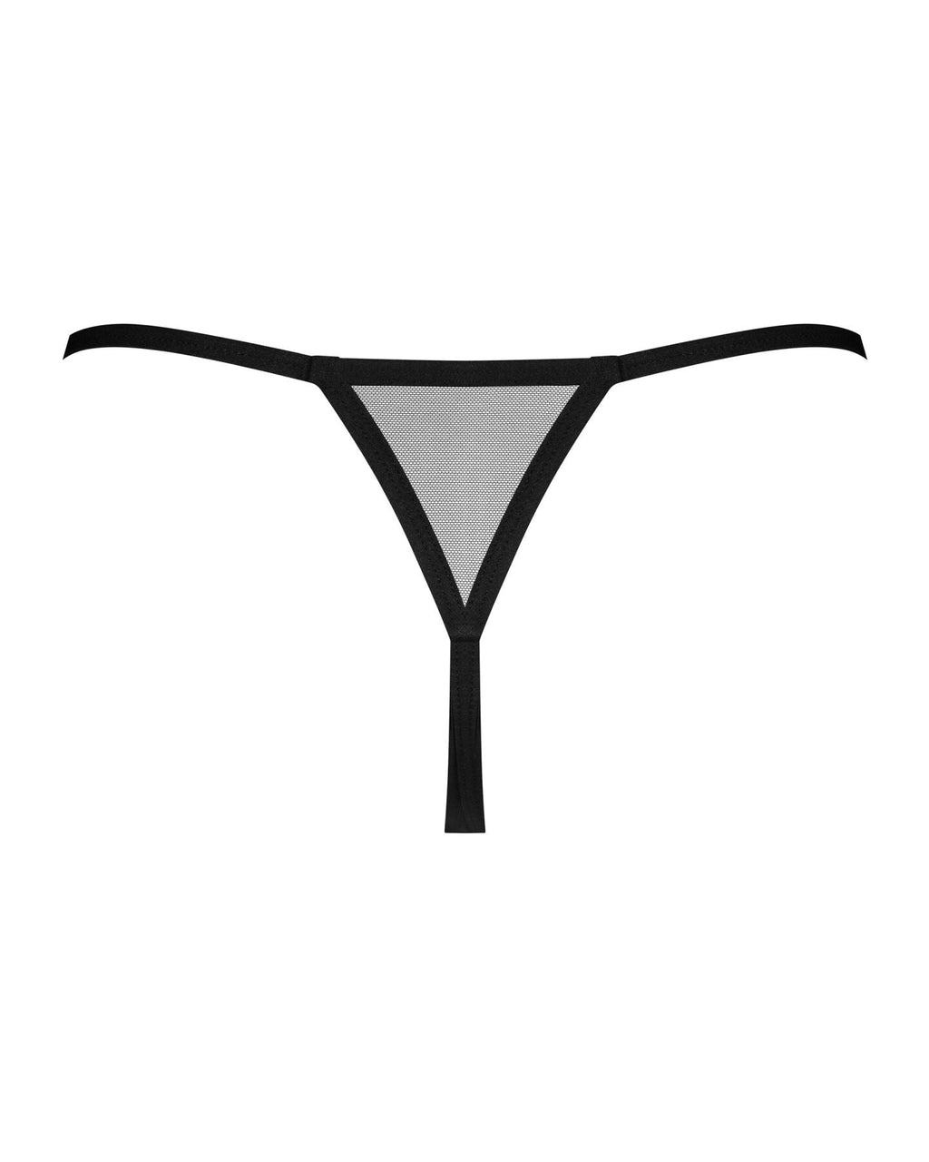 Трусики-стрінги Obsessive Novenes crotchless thong, M/L, сітка, стрепи, прикраса