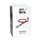Металева анальна пробка з диявольським хвостом Art of Sex - Succubus, екошкіра, чорний/червоний