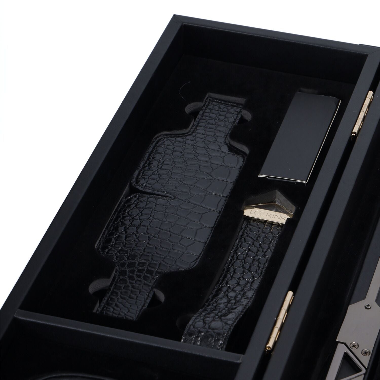 LOCKINK (Китай) БДСМ-набір LOCKINK All-in-1 BDSM Play Kit, чорний, шкіра з тисненням, предмети для бондажу, шибарі, ваксплею