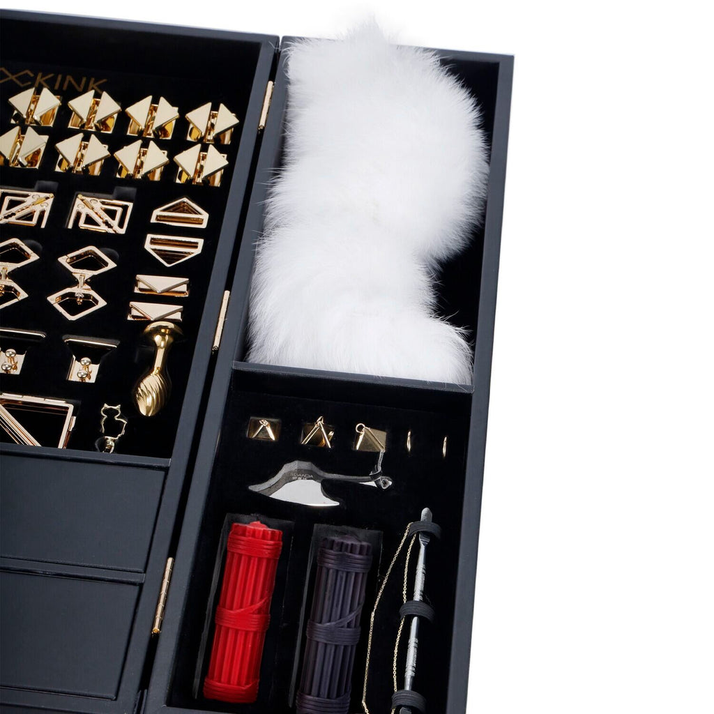 LOCKINK (Китай) БДСМ-набір LOCKINK All-in-1 BDSM Play Kit, чорний, шкіра з тисненням, предмети для бондажу, шибарі, ваксплею