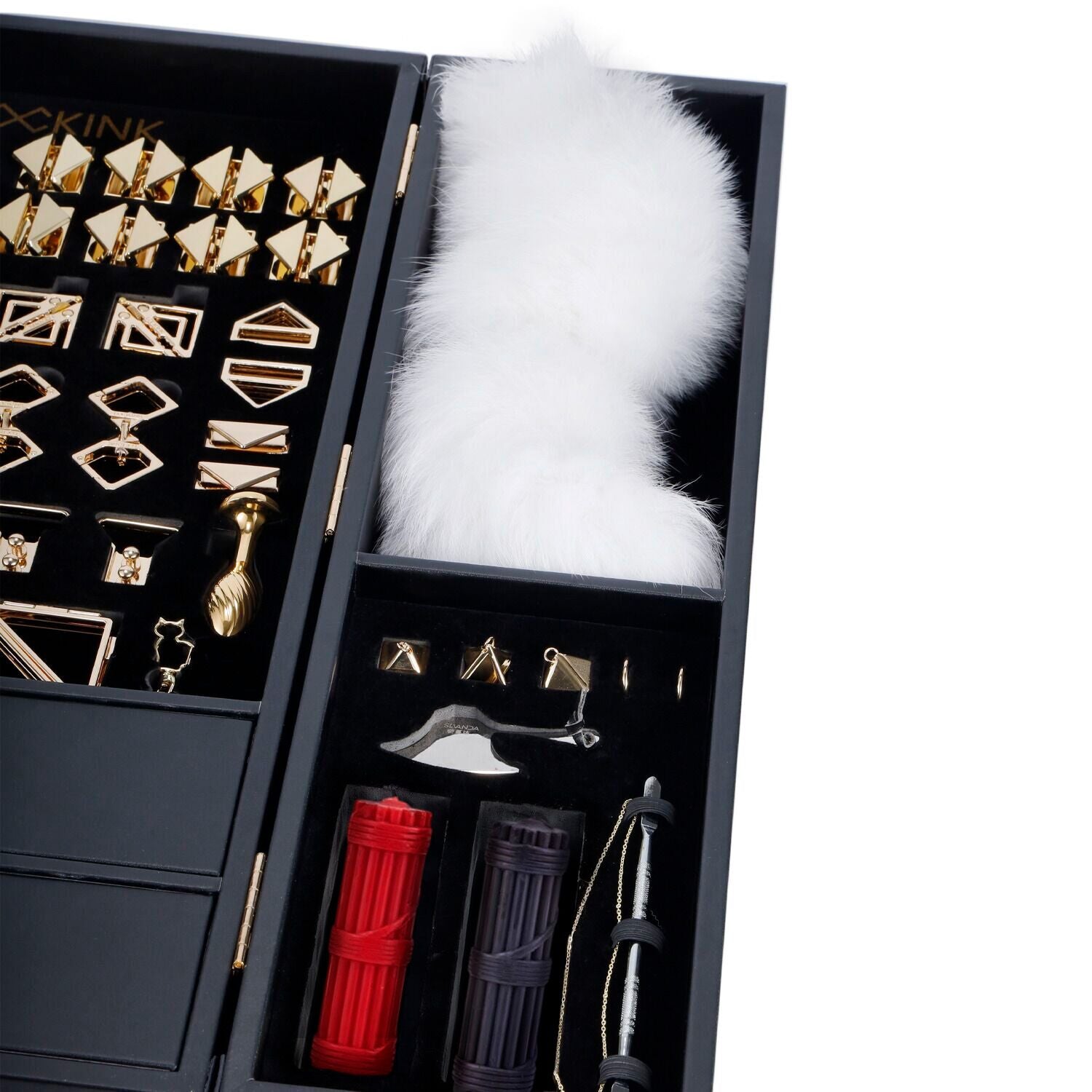 LOCKINK (Китай) БДСМ-набір LOCKINK All-in-1 BDSM Play Kit, чорний, шкіра з тисненням, предмети для бондажу, шибарі, ваксплею