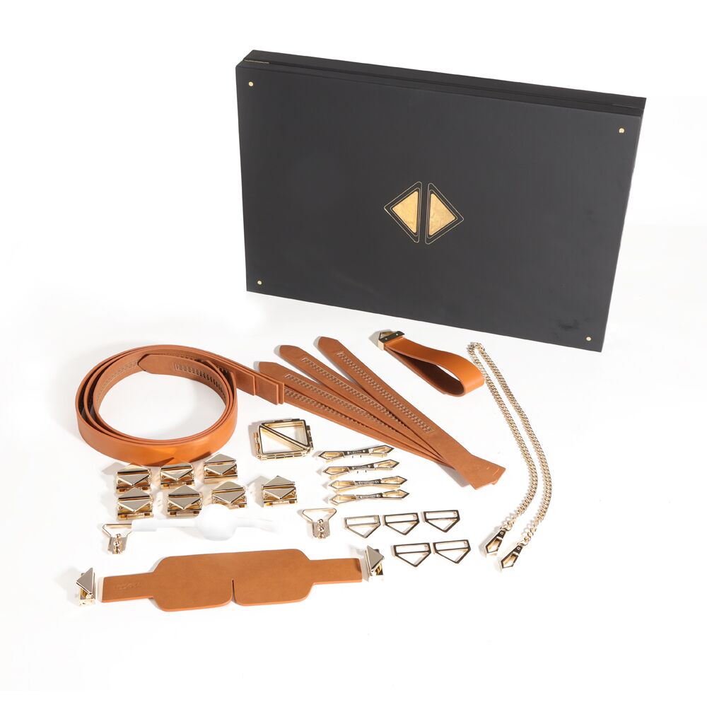 LOCKINK (Китай) БДСМ-набір LOCKINK Bondage & Restraint Set, коричневий, натуральна шкіра, фіксатори, маска, кляп