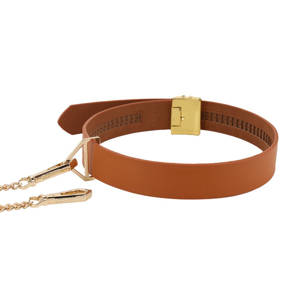 LOCKINK (Китай) БДСМ-набір LOCKINK Bondage & Restraint Set, коричневий, натуральна шкіра, фіксатори, маска, кляп