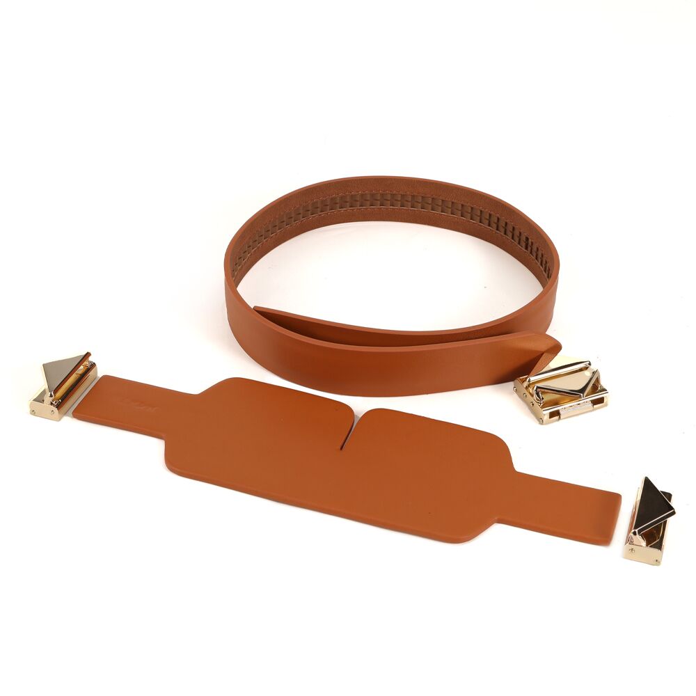 LOCKINK (Китай) БДСМ-набір LOCKINK Bondage & Restraint Set, коричневий, натуральна шкіра, фіксатори, маска, кляп