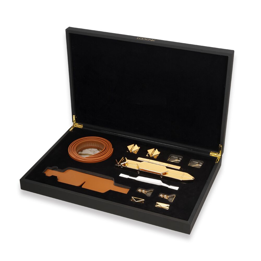 LOCKINK (Китай) БДСМ-набір LOCKINK Teasing & Impact-Play Set, коричневий, маска, кляп, затискачі для сосків, тиклер, шльопалка
