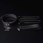 Нашийник з повідцем LOCKINK Tied Collar with Leash Set, чорний, ланцюг зі шкірян