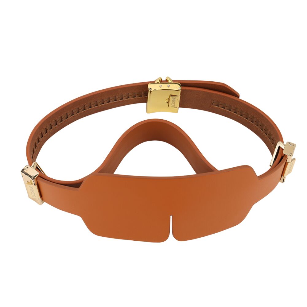 LOCKINK (Китай) Маска на очі LOCKINK Blindfold Kit, коричнева, натуральна шкіра, регульований обсяг