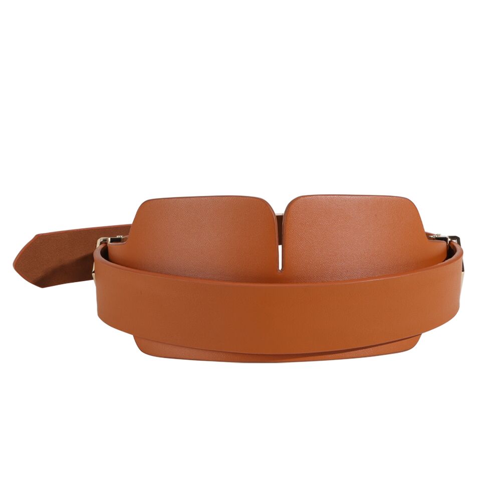 LOCKINK (Китай) Маска на очі LOCKINK Blindfold Kit, коричнева, натуральна шкіра, регульований обсяг