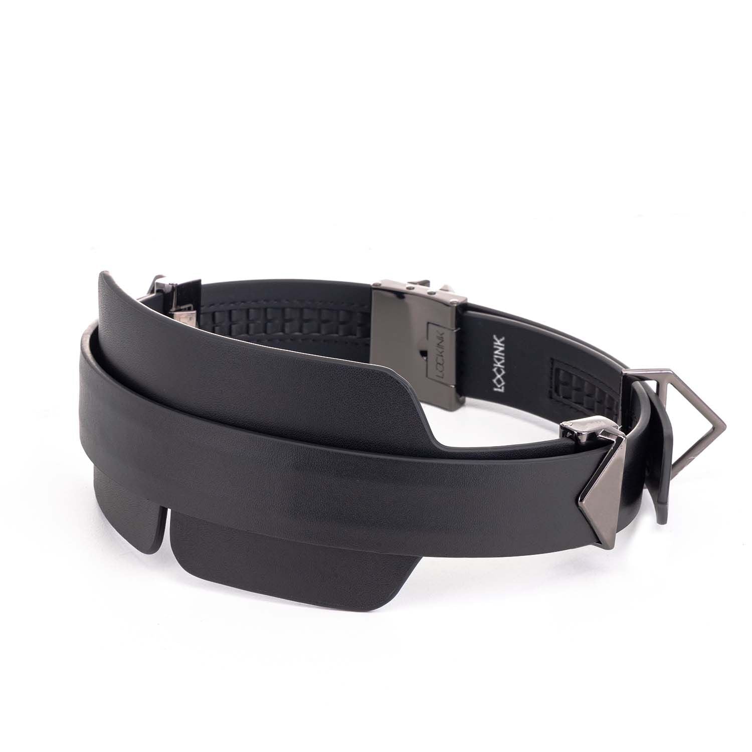 LOCKINK (Китай) Маска на очі LOCKINK Blindfold Kit, чорна, натуральна шкіра, регульований обсяг