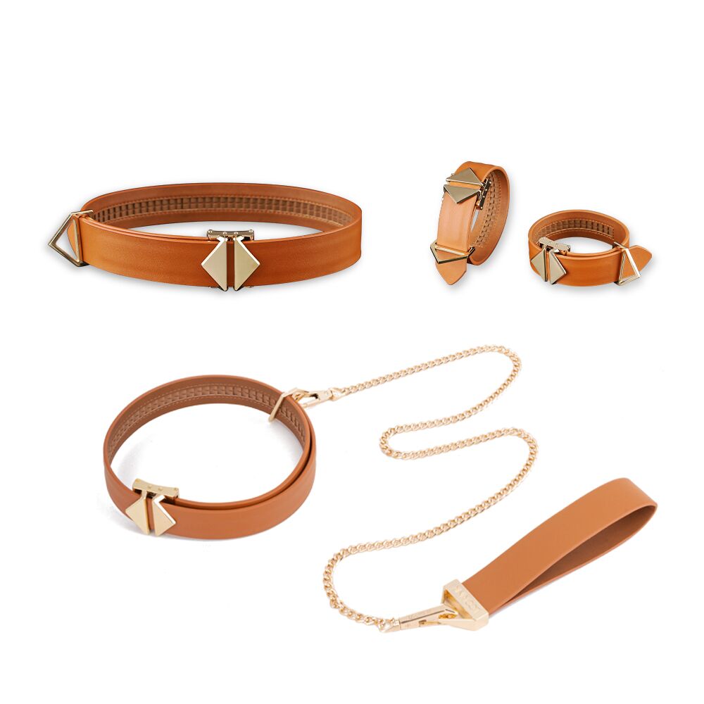 LOCKINK (Китай) Сумка для секс-іграшок LOCKINK Mysterious Square Kink Bag, коричнева, набір для бондажу в комплекті
