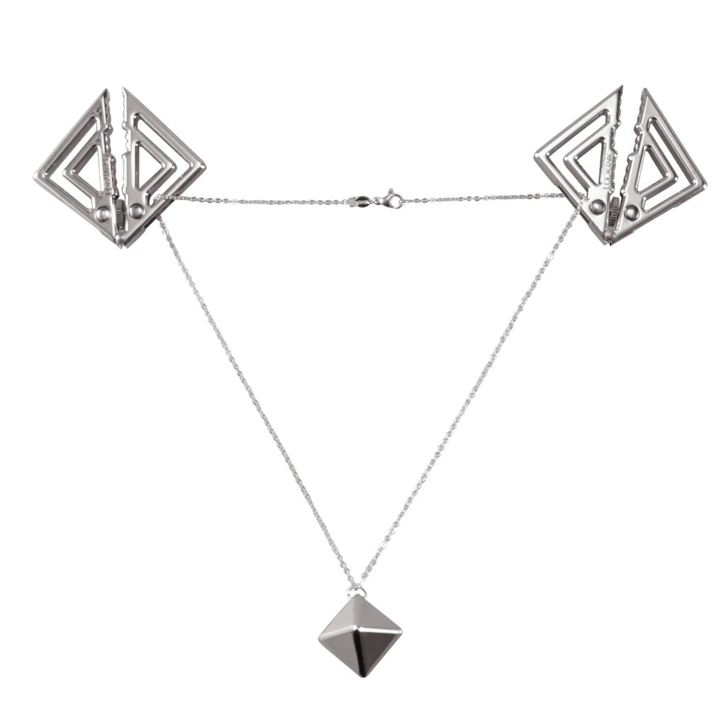 Затискачі для сосків з важкою підвіскою LOCKINK Adjustable Nipple Clamps with Heavy Pendant, під срібло