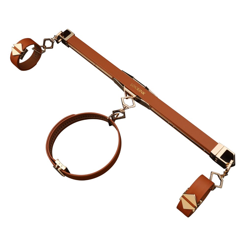 LOCKINK (Китай) Фіксатор-розпірка LOCKINK Adjustable Spreader Bar Set, коричневий, шкіряний, ремені для шиї, рук/ніг