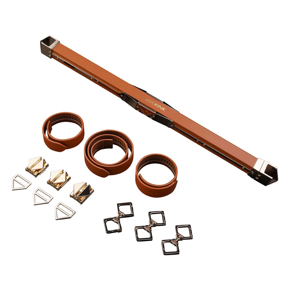 LOCKINK (Китай) Фіксатор-розпірка LOCKINK Adjustable Spreader Bar Set, коричневий, шкіряний, ремені для шиї, рук/ніг