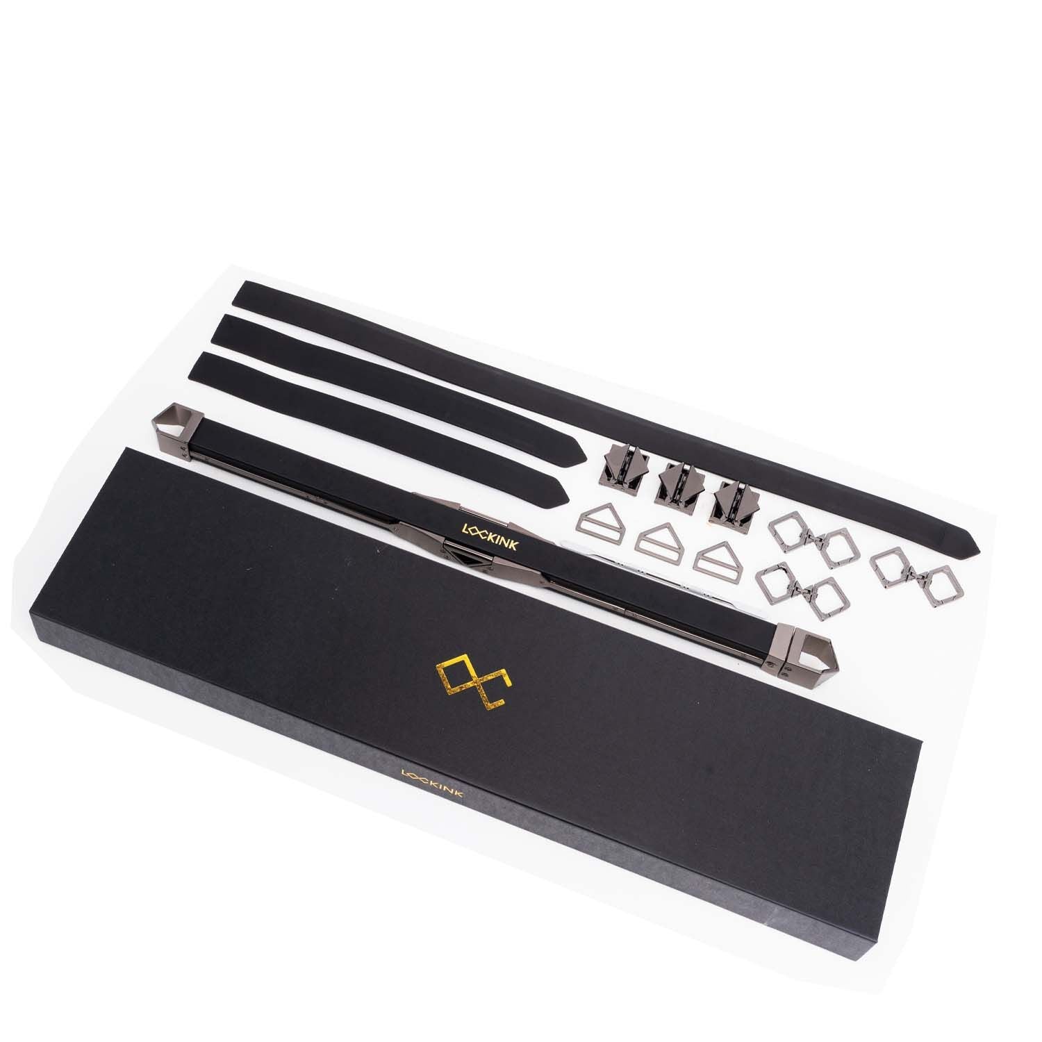 LOCKINK (Китай) Фіксатор-розпірка LOCKINK Adjustable Spreader Bar Set, чорний, шкіряний, ремені для шиї, рук/ніг