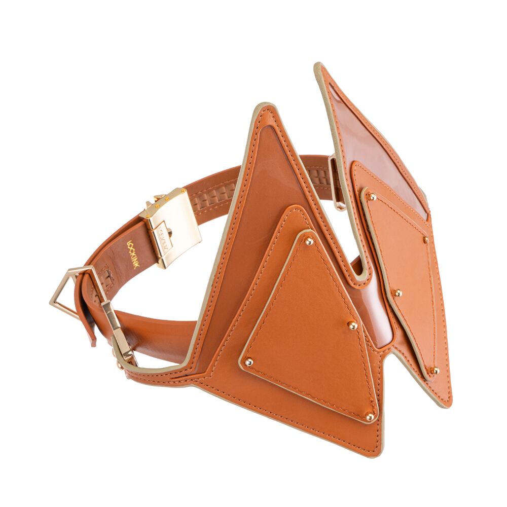 LOCKINK (Китай) Маска на очі LOCKINK Vixen Blindfold, коричнева, натуральна шкіра, регульований обсяг