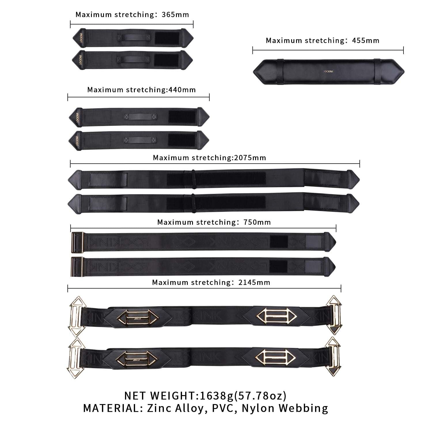 LOCKINK (Китай) Фіксатори рук та ніг для ліжка LOCKINK BDSM Adjustable Bed Restraint Kit