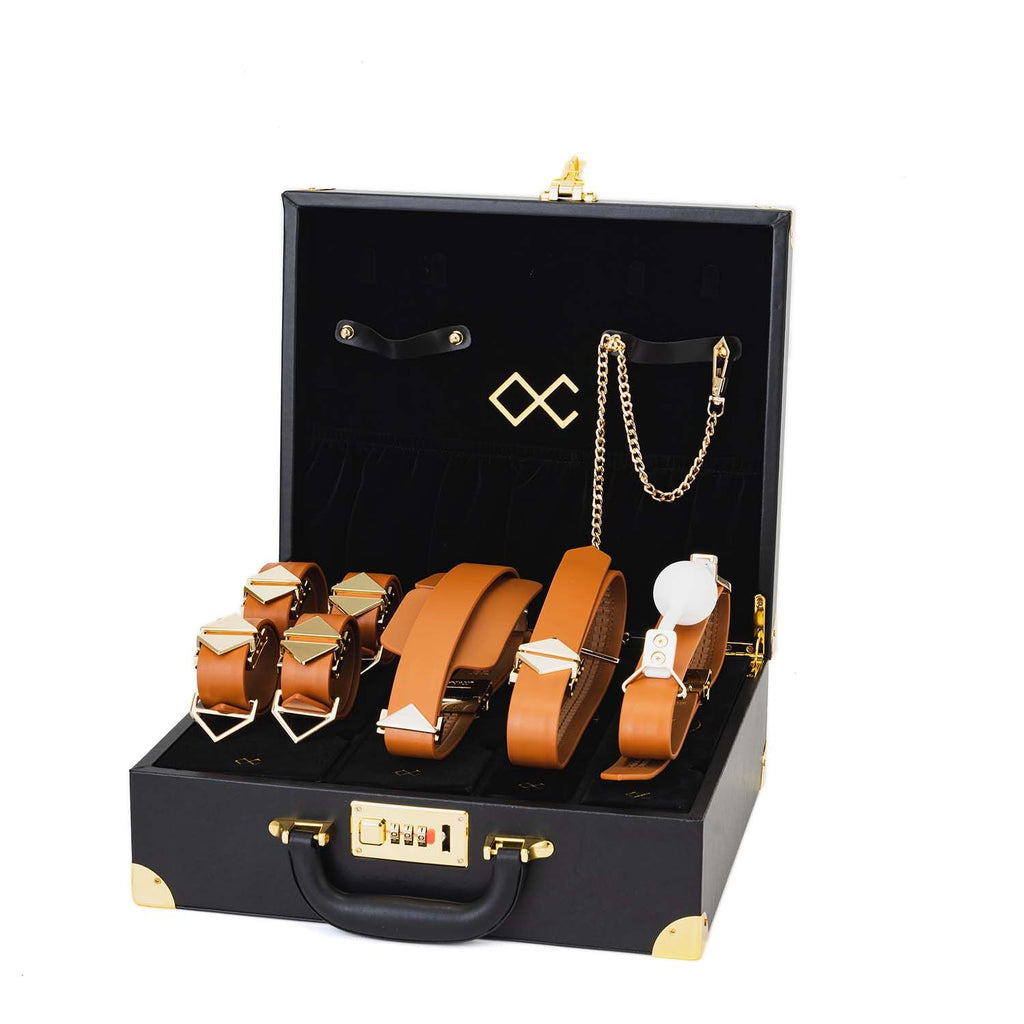 LOCKINK (Китай) БДСМ-набір LOCKINK Moonlight Treasure Chest, коричневий, натуральна шкіра