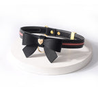 Нашийник з повідцем LOCKINK SEVANDA Love Heart Butterfly Leather Collar Set, чорно-рожевий, з бантом