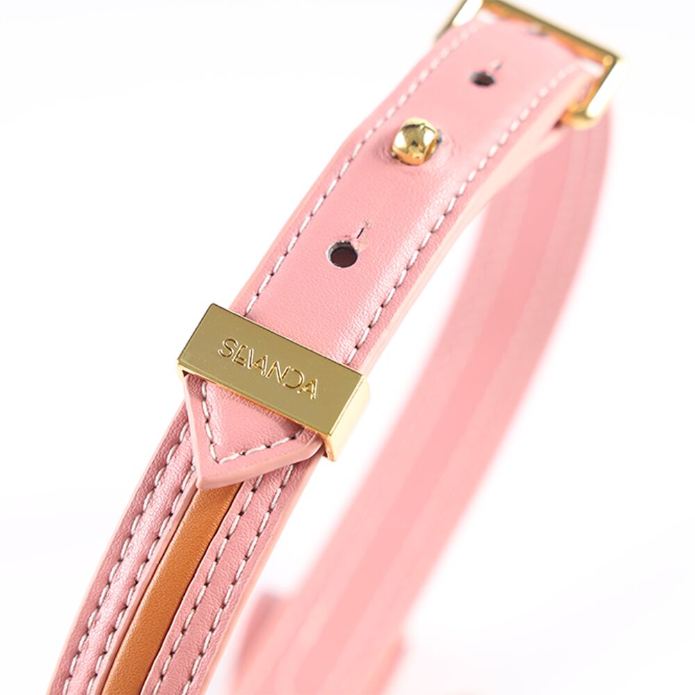 Нашийник з повідцем LOCKINK SEVANDA Love Heart Butterfly Leather Collar Set, рожевий, з бантом