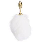 Металева анальна пробка — кролячий хвіст LOCKINK SEVANDA White Bunny-Tail Anal Rose-shape Plug