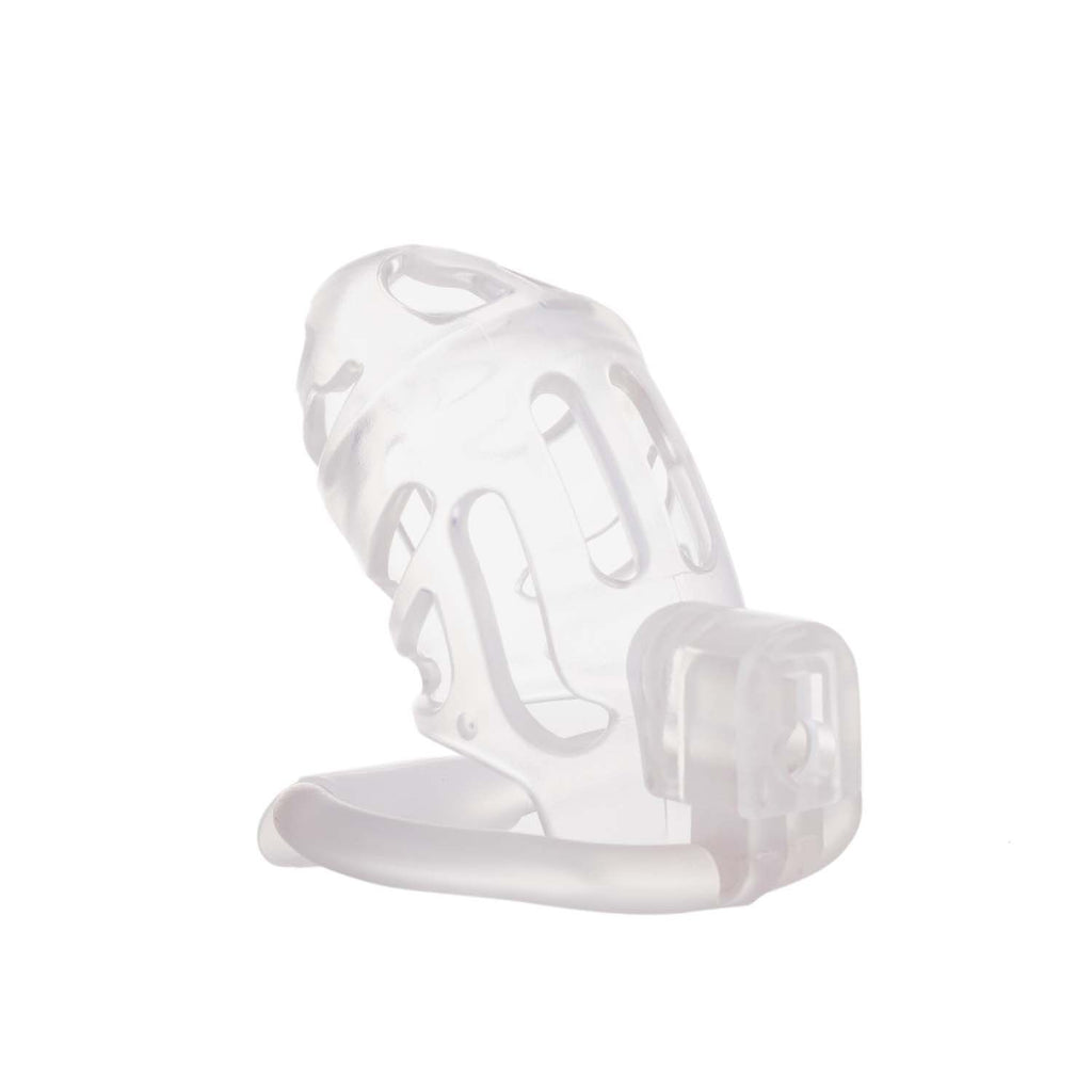 LOCKINK (Китай) Клітка для пеніса LOCKINK SEVANDA Plastic Penis Chastity Cage, прозора, 3 кільця різних розмірів