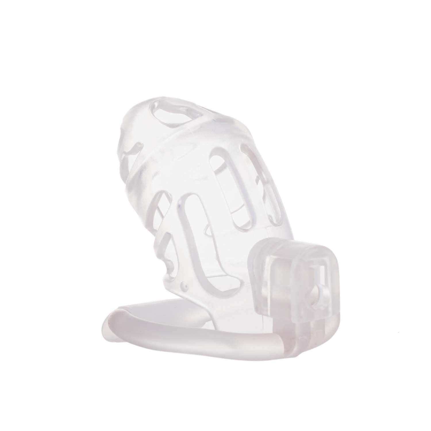 LOCKINK (Китай) Клітка для пеніса LOCKINK SEVANDA Plastic Penis Chastity Cage, прозора, 3 кільця різних розмірів