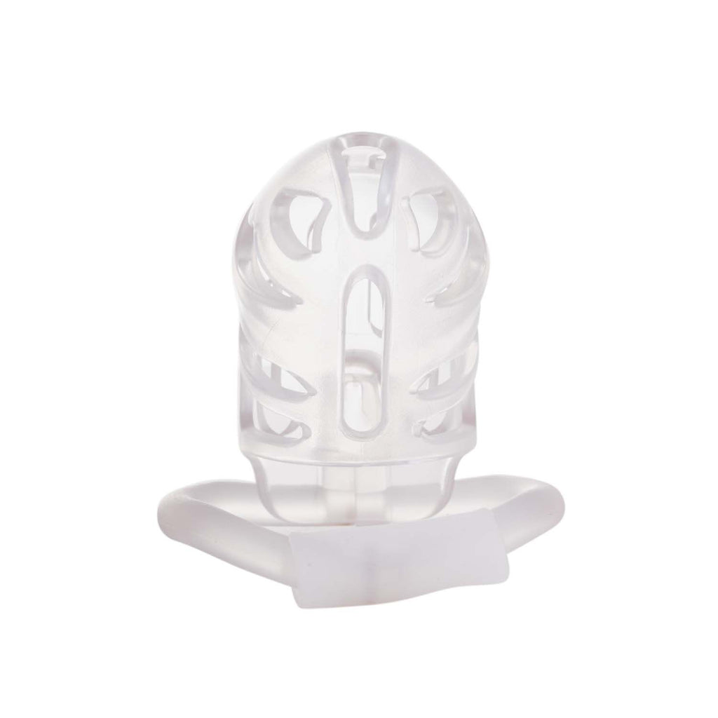LOCKINK (Китай) Клітка для пеніса LOCKINK SEVANDA Plastic Penis Chastity Cage, прозора, 3 кільця різних розмірів
