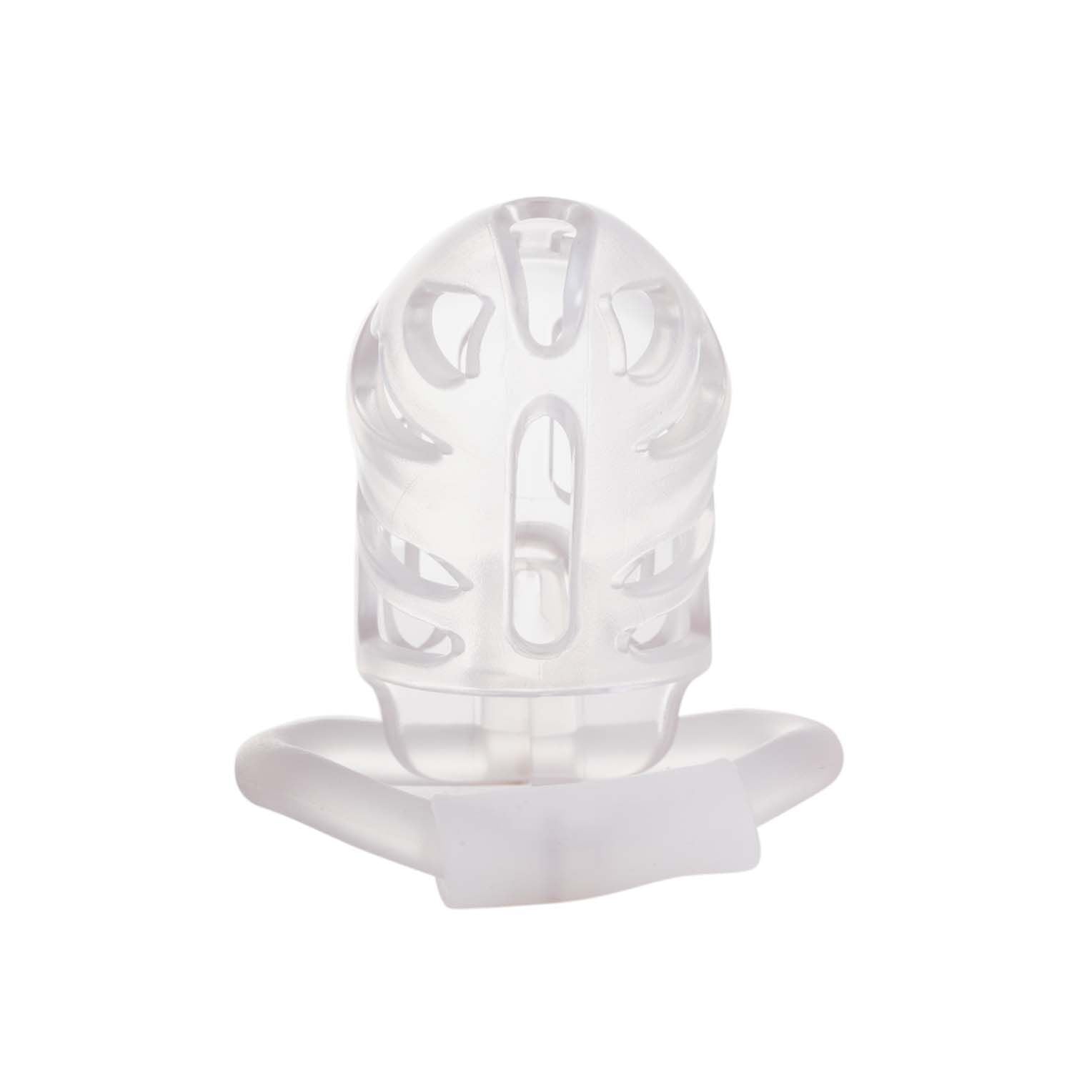 LOCKINK (Китай) Клітка для пеніса LOCKINK SEVANDA Plastic Penis Chastity Cage, прозора, 3 кільця різних розмірів