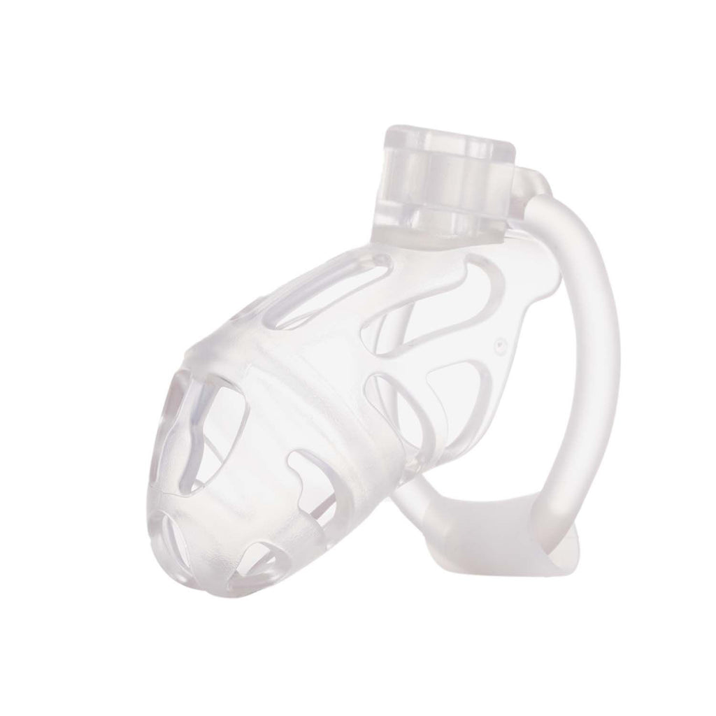 LOCKINK (Китай) Клітка для пеніса LOCKINK SEVANDA Plastic Penis Chastity Cage, прозора, 3 кільця різних розмірів