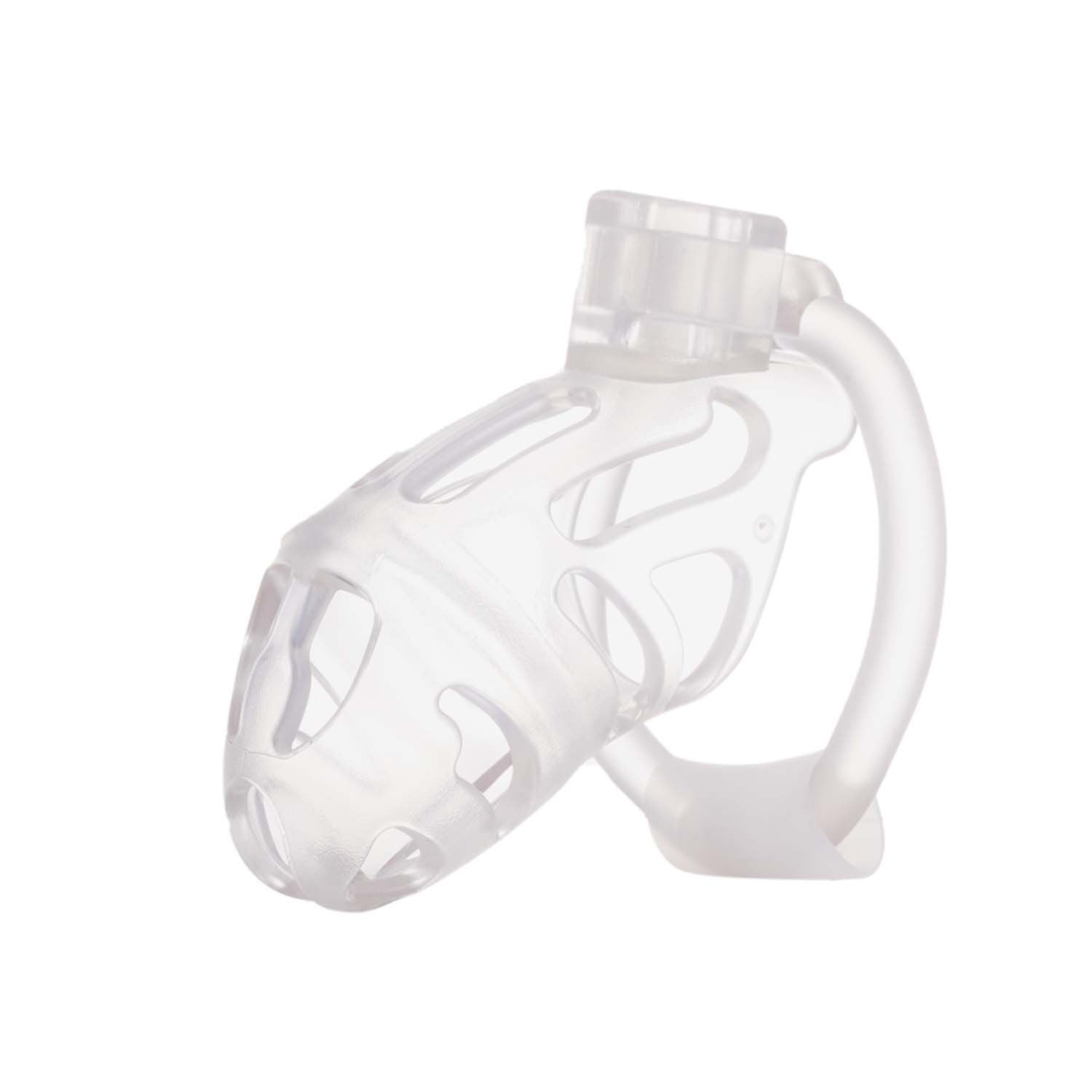 LOCKINK (Китай) Клітка для пеніса LOCKINK SEVANDA Plastic Penis Chastity Cage, прозора, 3 кільця різних розмірів