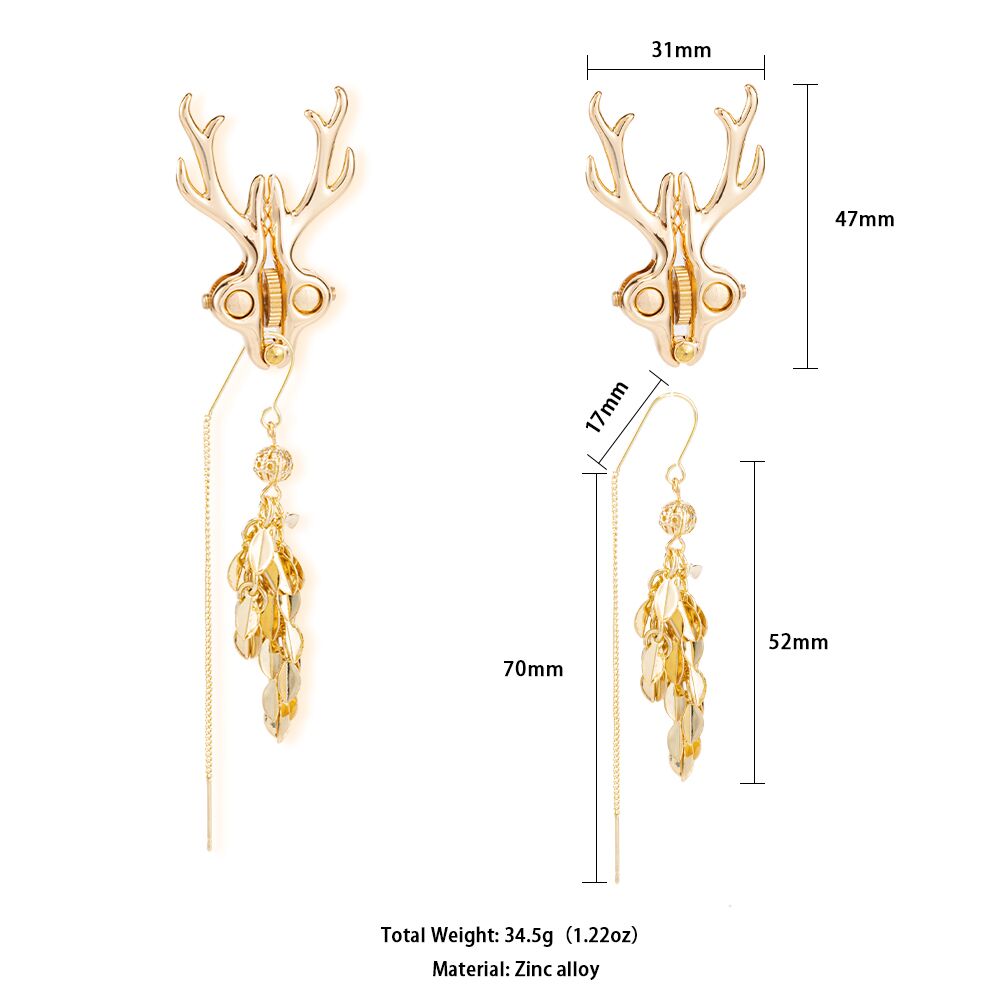Затискачі для сосків LOCKINK SEVANDA Stag Adjustable Nipple Clamps, золотисті, зі знімними підвісками