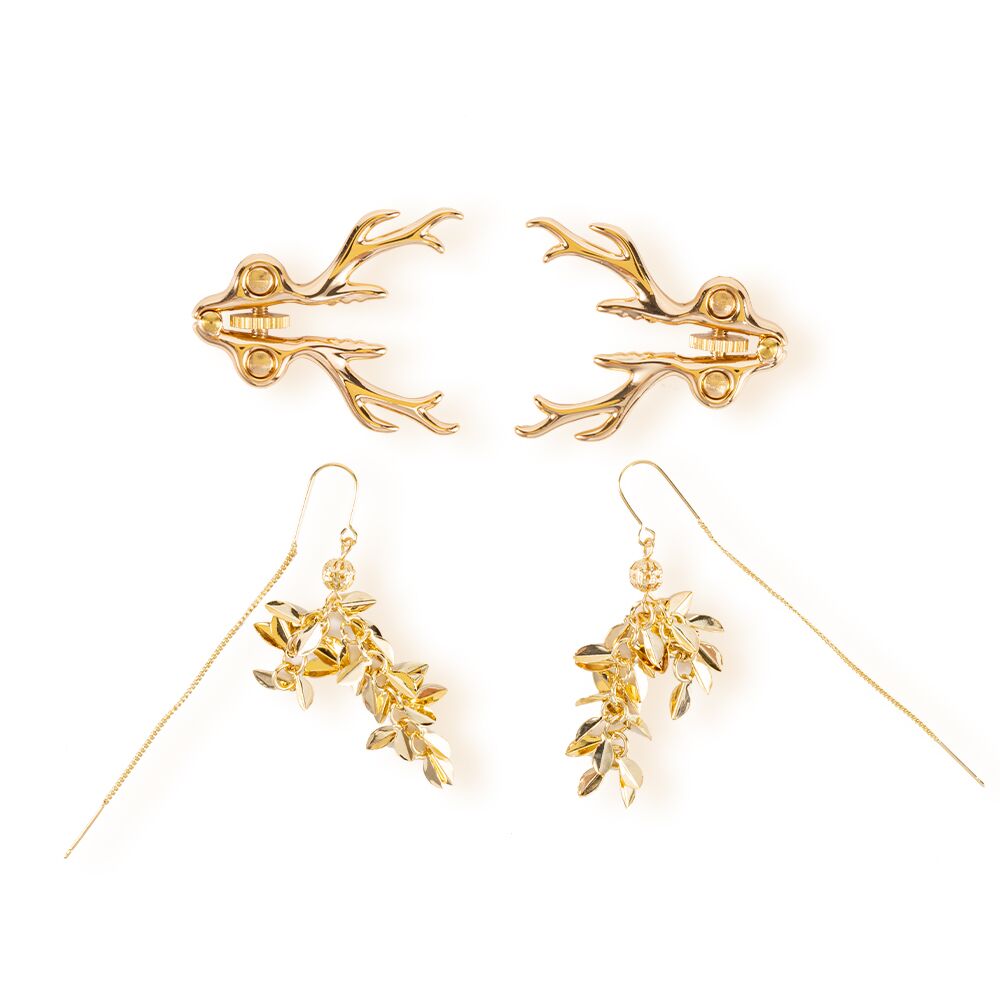 Затискачі для сосків LOCKINK SEVANDA Stag Adjustable Nipple Clamps, золотисті, зі знімними підвісками