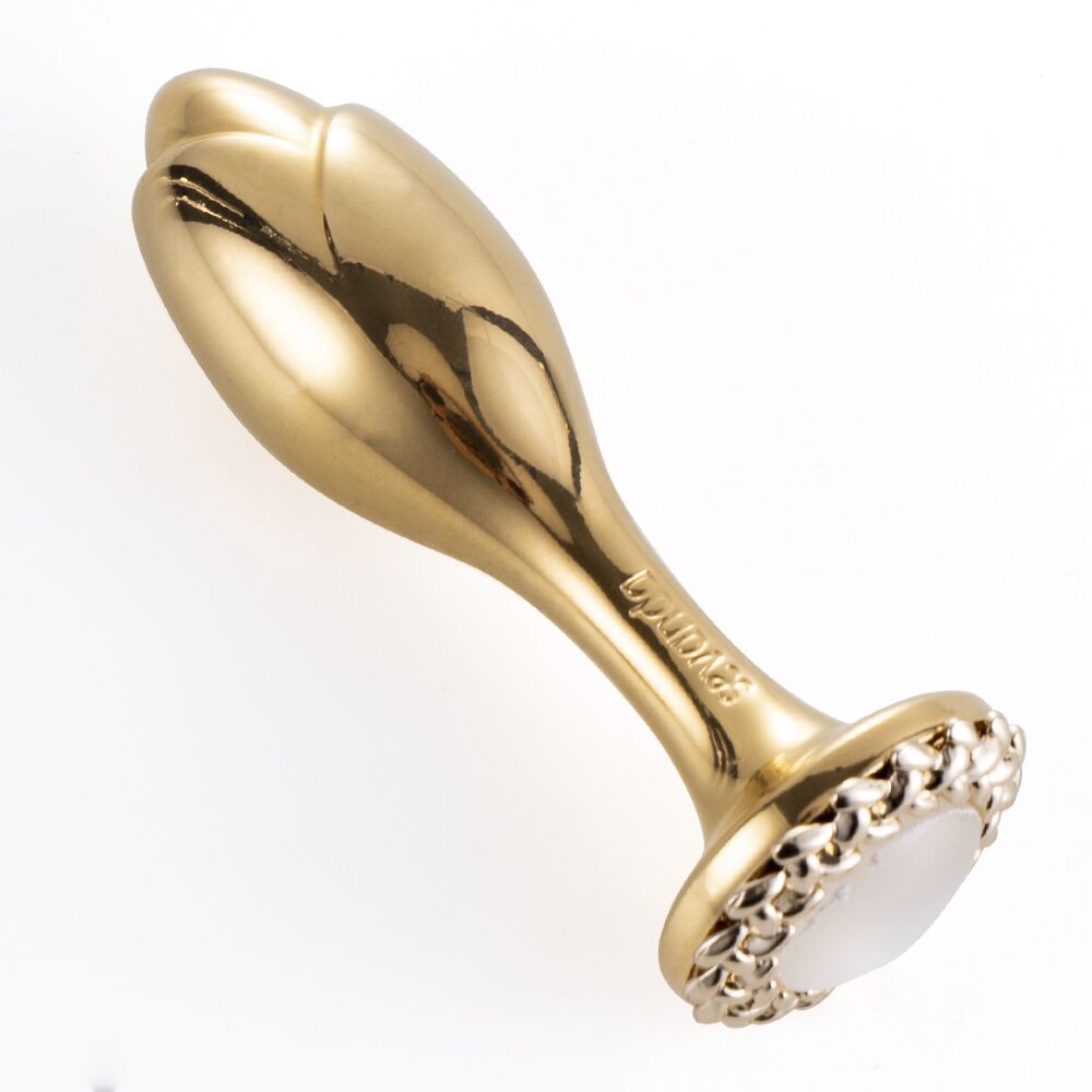 Металева анальна пробка LOCKINK SEVANDA Pearl Rose-shape Anal Plug, зі штучною перлиною