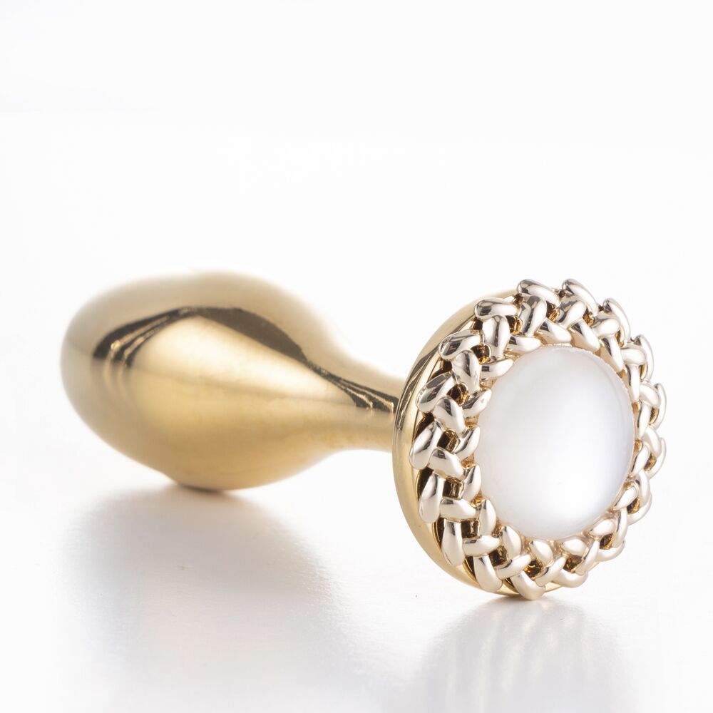 Металева анальна пробка LOCKINK SEVANDA Pearl Rose-shape Anal Plug, зі штучною перлиною