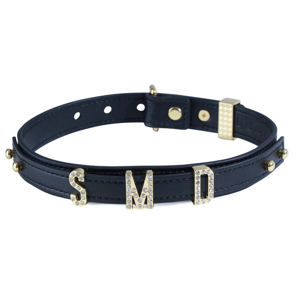 Нашийник LOCKINK Dark DIY Alphabet Collar, чорний, штучна шкіра, букви зі стразами
