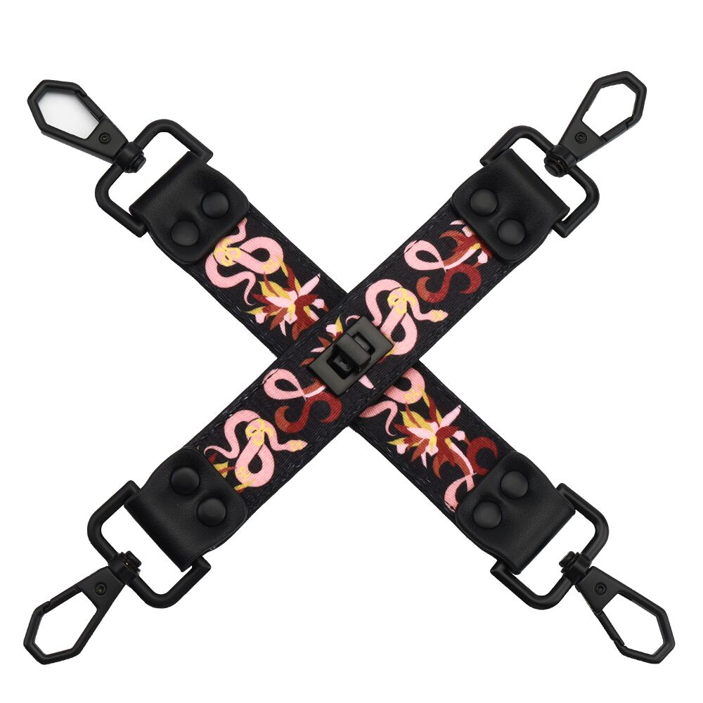 БДСМ-набір LOCKINK The Flowering Serpent Bondage Set, чорний, з малюнком у вигляді змій, 7 предметів