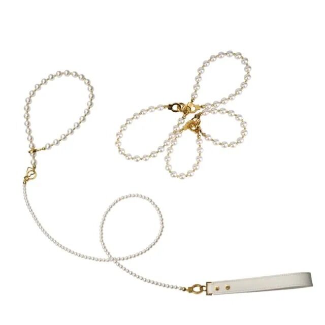 LOCKINK (Китай) Перлинний набір для фіксації LOCKINK Pearl Bondage & Restraint Set, наручники, поножі, повідець