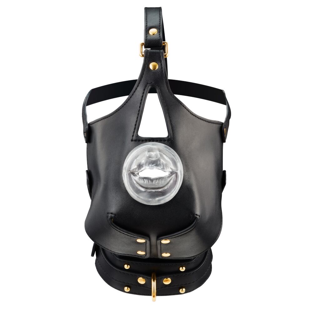LOCKINK (Китай) Маска-збруя для мінету з повідцем LOCKINK SEVANDA Blowjob Head Muzzle with Leash, чорна
