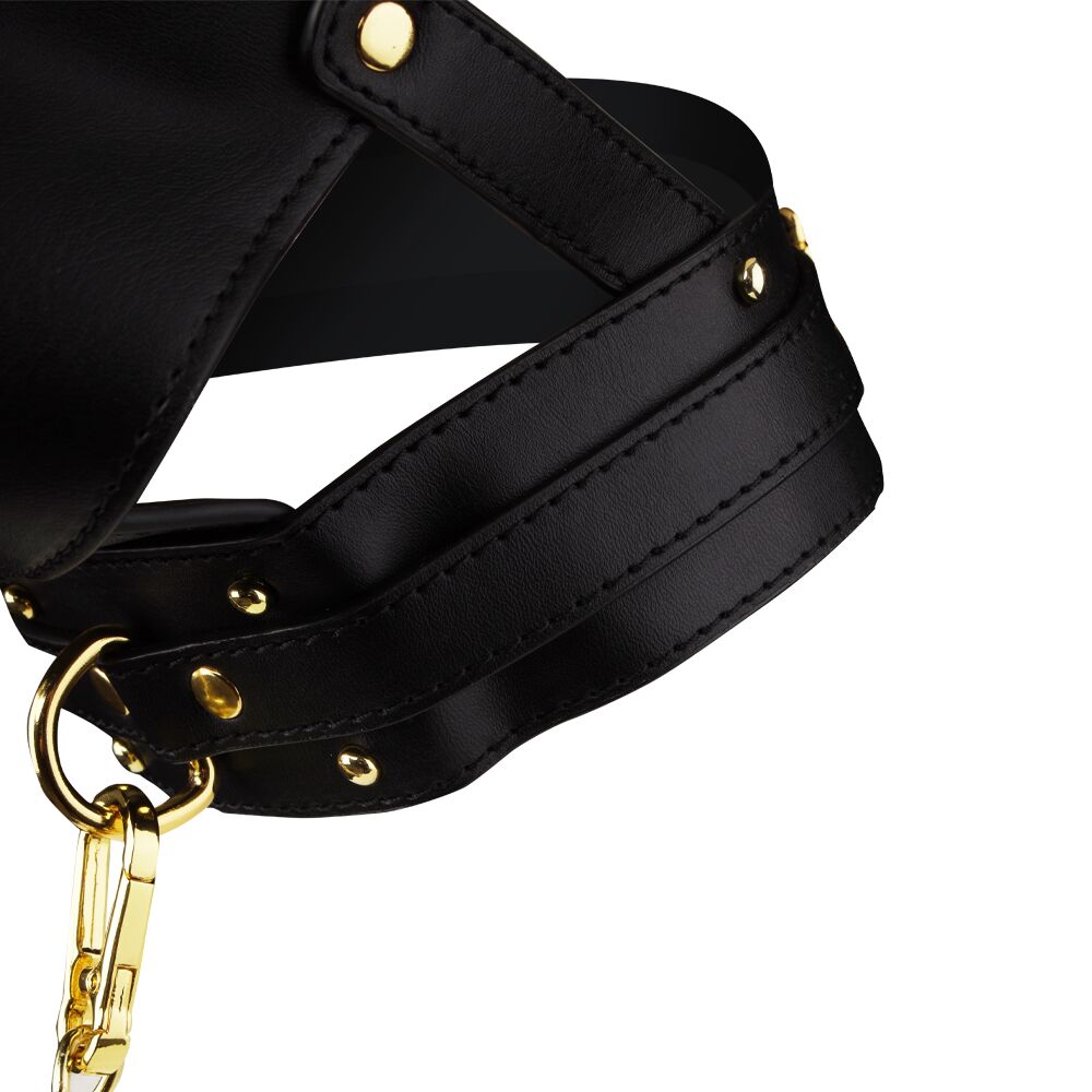 LOCKINK (Китай) Маска-збруя для мінету з повідцем LOCKINK SEVANDA Blowjob Head Muzzle with Leash, чорна