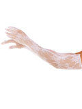Leg Avenue (США) Рукавички Leg Avenue Lace Opera Length Gloves, One Size, білі, вище ліктя, сітка з квітковим візерунком