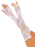 Leg Avenue (США) Мітенки Leg Avenue Lace Opera Length Fingerless Gloves, білі, ажурні, довжина вище ліктя