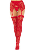 Leg Avenue (США) Комплект Leg Avenue Lace thigh highs & garterbelt, One Size, червоний, панчохи та пояс з пажами